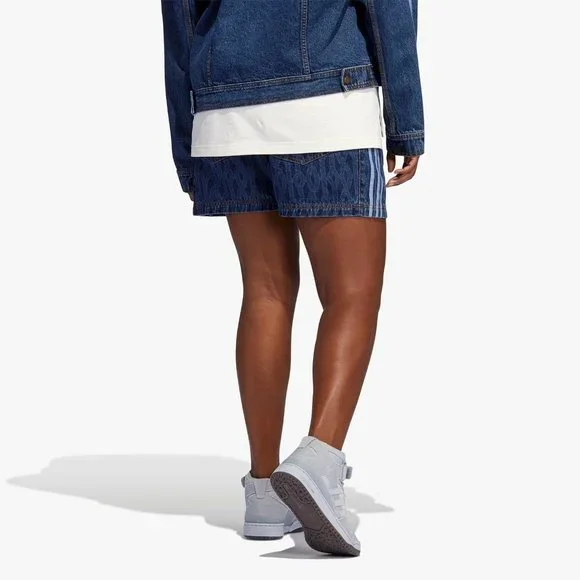 Adidas Women's Ivy Park Dark Blue Ivy Monogram Denim Shorts H61702 - Picture 5 of 7